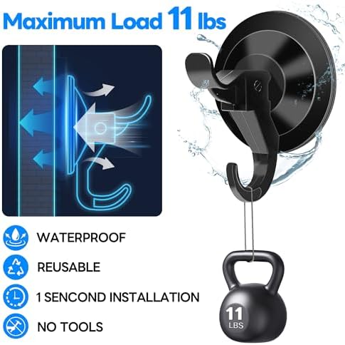 ANDGOO 10 Pack Heavy Duty Suction Cup Hooks Black