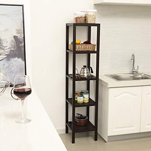 SONGMICS 5-Tier Bamboo Shelf Unit - 13x13x575 Inches