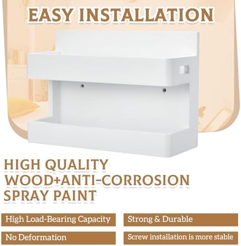Pinkunn Wall Mounted Wooden Bedside Shelf with Hooks