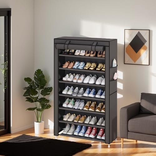 Laiensia 7-Tier Vertical Shoe Rack Organizer Grey