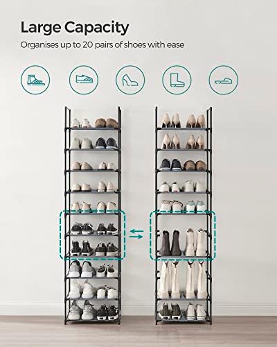 SONGMICS 10 Tier Free Standing Shoe Rack Organizer