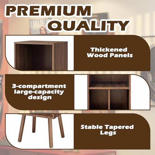 Montex Record Player Stand with 3 Tier Storage and Vinyl Display