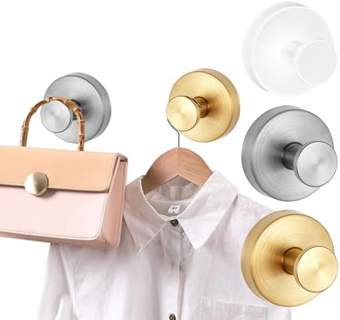 Stainless Steel Suction Cup Hooks for Glass 4pcs Silver