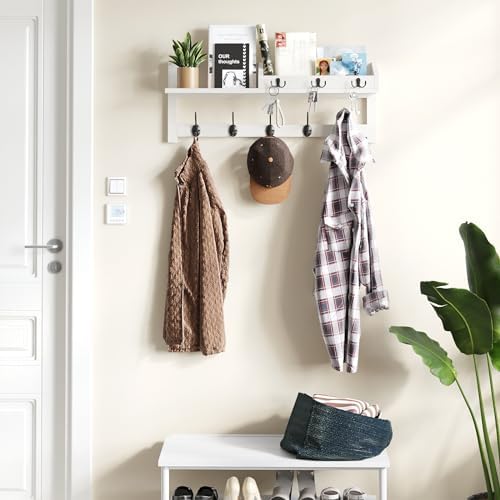 AMBIRD 2657 Inch Wall Shelf With 5 Dual Hooks And 3 Key Hooks