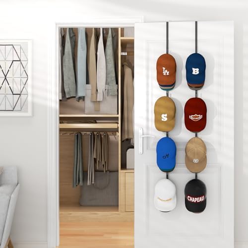 HapiRm Double Door Hat Rack with 8 Hooks 2 Pack Storage for Hats and Accessories