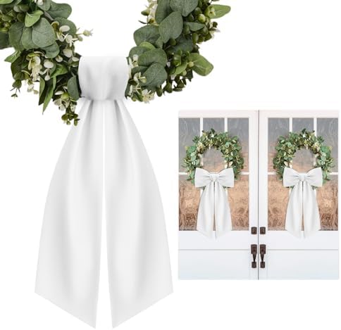 2 Pcs White Wreath Sash for Front Door Decor