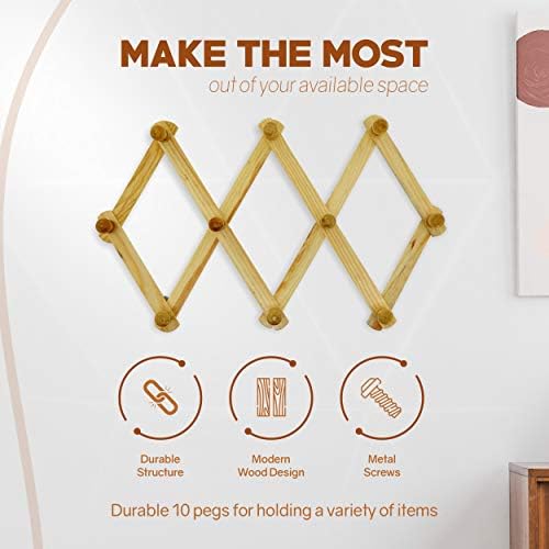 RAM-PRO Expandable Wooden Coat Rack with Hooks Set of 2