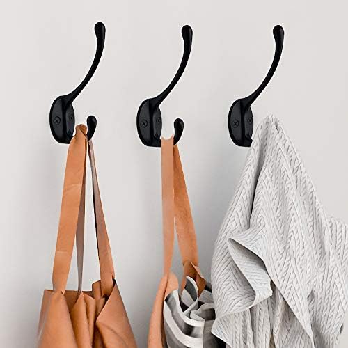IBosins 10 Pack Heavy Duty Dual Hooks Black No Rust