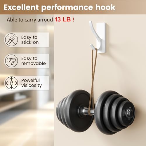 Self Adhesive Coat Hooks Heavy Duty Stainless 6 Pack White