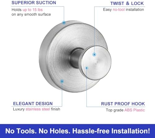 Stainless Steel Suction Cup Hooks for Glass 4pcs Silver