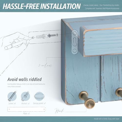 Rebee Vision Key Holder Wall Mount with Floating Shelf