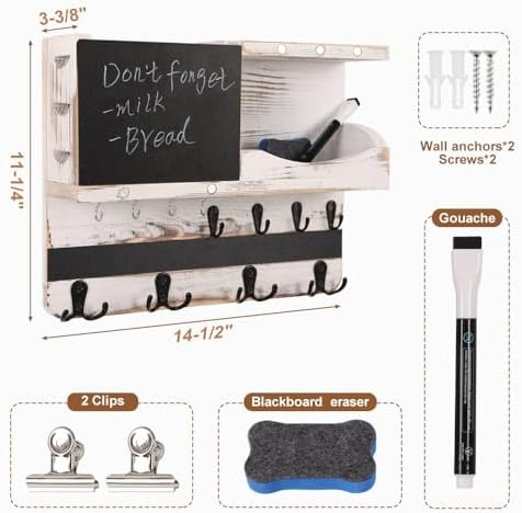 Rustic Key and Mail Holder for Wall