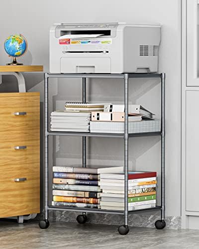 OVICAR 3-Tier Steel Wire Storage Shelving Unit with Wheels