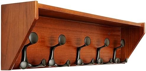 SKOLOO Wall Shelf with Hooks 24-Inch Cherry Coat Rack Organizer - Lightweight Sturdy
