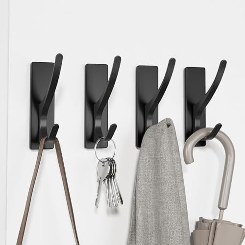 Self Adhesive Coat Hooks 10 Pack Matt Black Heavy Duty