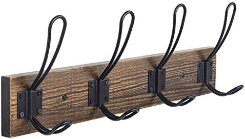 Homagic Rustic Wall Coat Hook with 4 Farmhouse Hooks - Brown