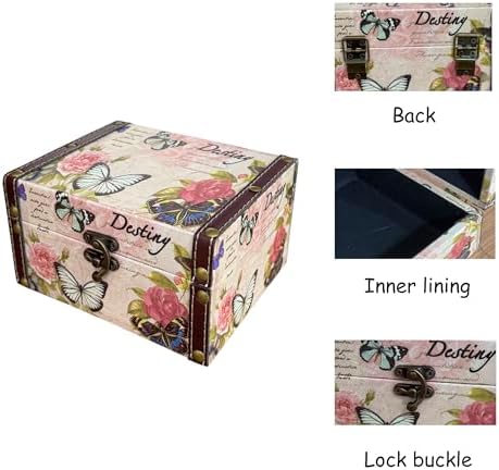 Butterfly Jewelry Box Pink Storage Decorative Box for Jewelry Trinkets and Photos