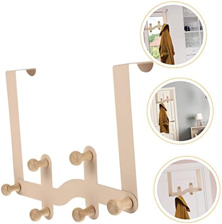 Cabilock Door Clothes Hanger Organizer with 6 Wooden Hooks No Drill Easy Installation