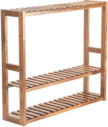 3 Tier Solid Wood Shelf with Adjustable Layers