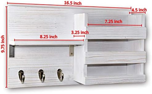 Spiretro Wall Key Hooks Holder with Mail Sorter and Floating Shelf