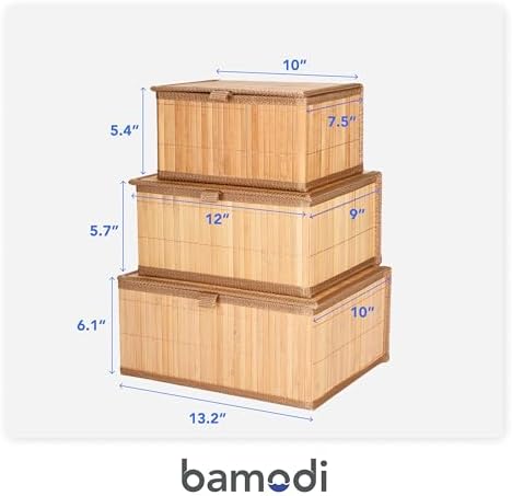 Bamodi Bamboo Storage Boxes Set of 3
