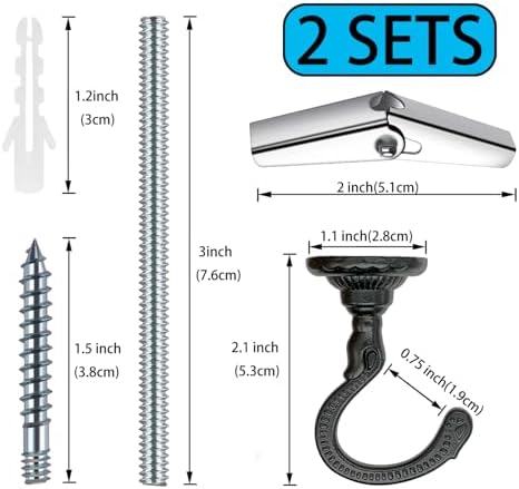 Evsteluo Large Swag Ceiling Hooks 2 Sets Black