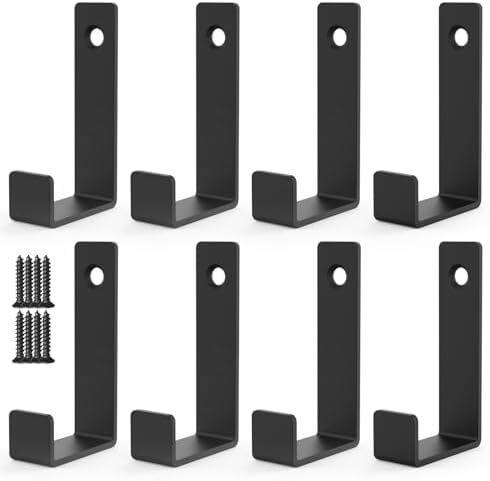 Aufuga Heavy Duty Stainless Steel Coat Hooks 8pcs Black Square Wall Hooks