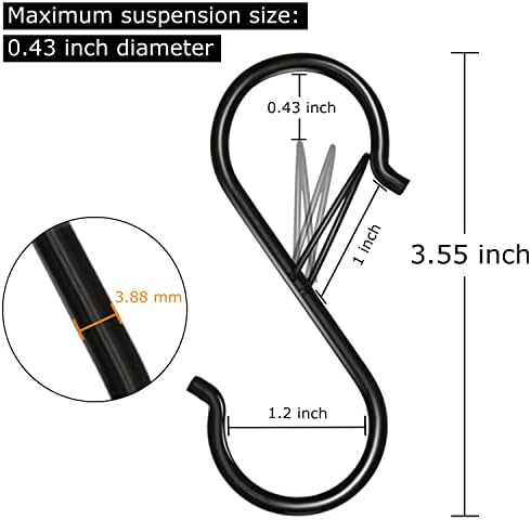 8 Pack S Hooks with Safety Buckle for Hanging Plants Clothes and Kitchen Items