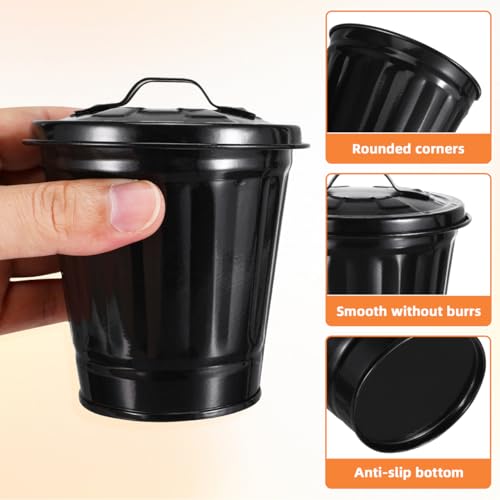MAGICLULU Mini Galvanized Trash Can with Lid Wastebasket