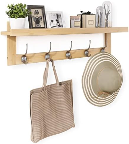 SMIBUY Wall-Mounted Coat Hooks with Shelf 292 Inch Entryway Organizer