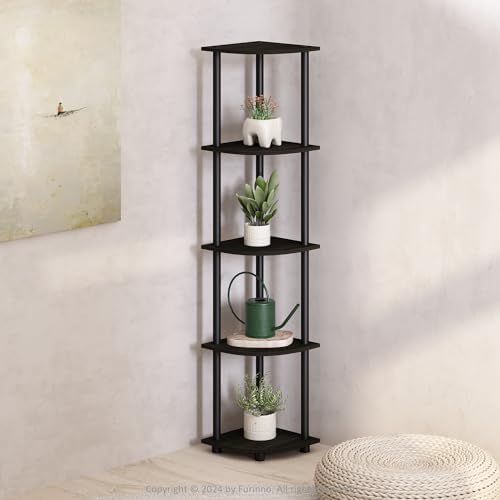 Furinno Turn-N-Tube 5 Tier Corner Display Rack in Black