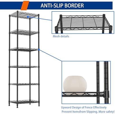 REGILLER 6-Way Adjustable Steel Shelving Unit Black
