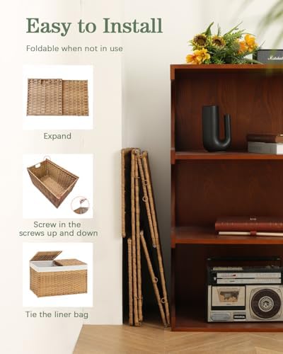 Storage Basket with Lid Rattan Woven 2 Lids 172 Gallon Foldable