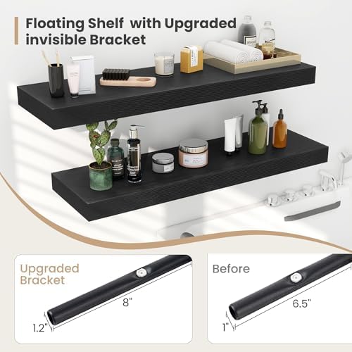 12 Inch Deep Floating Shelves 2Pack Black