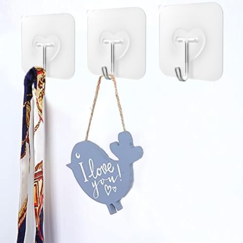 20 Pcs Clear Heavy Duty Adhesive Hooks for Walls