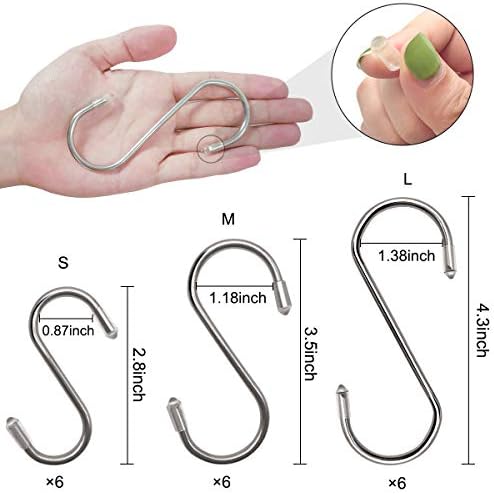 18 Pack S Shaped Heavy Duty Hooks for Kitchen Bathroom Garage Bedroom Garden
