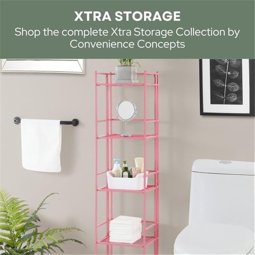 Convenience Concepts Xtra Storage Shelves - 5-Tier Folding Metal Storage Shelves Pink