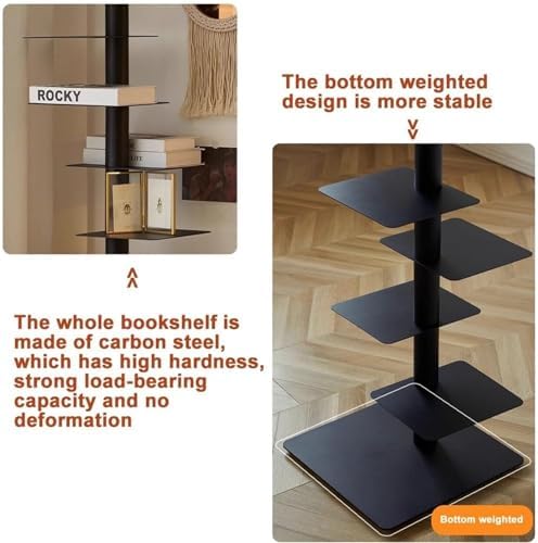 9-Tier Adjustable Carbon Steel Vertical Bookshelf Corner Display Shelf for Home Office Living Room Orange