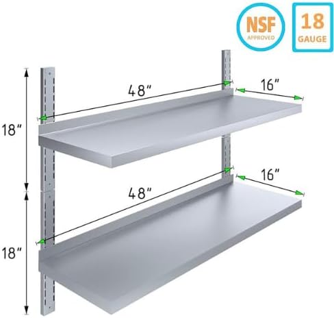 16 x 48 Two-Tier Wall Mount Shelf Unit