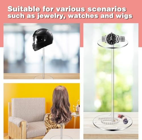 Acrylic Hat Display Stand 3 Pack - Thick Base for Helmet and Wig