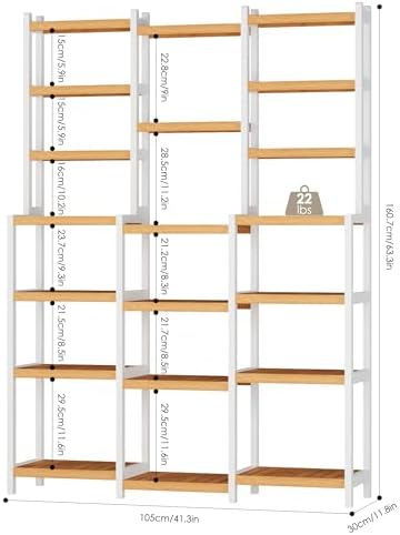 FOTOSOK 7 Tier Bamboo Plant Stand with 3 Rows and Adjustable Design