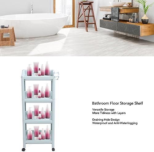 Bathroom Floor Storage Shelf 4 Tier With Wheels