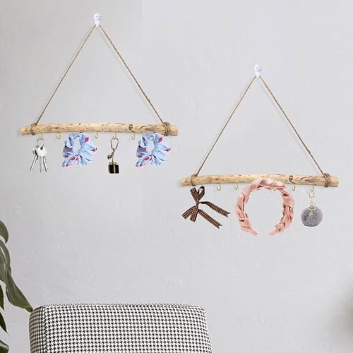 4PCS Vintage Driftwood Wall Hooks for Home Decor and Storage