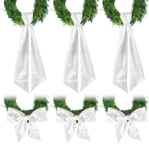 6Pcs White Wreath Sash for Front Door Decoration