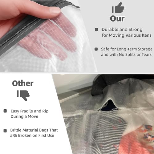 5 Pack Clear Storage Bags with Handles and Zippers for Moving and Organizing
