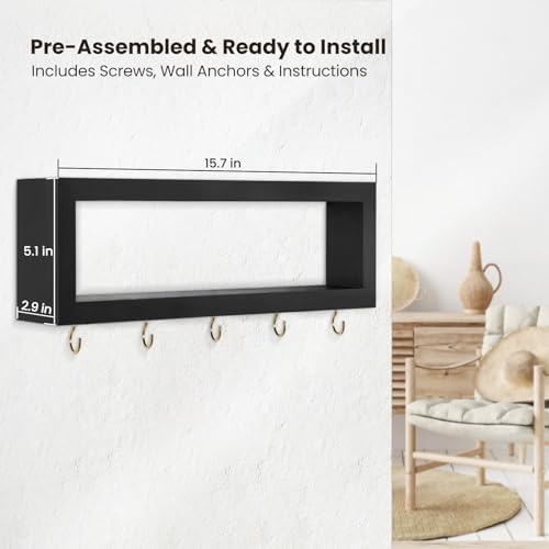 Lwenki Wall Shelf with Hooks Key and Wallet Holder