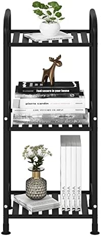 3 Tier Narrow Bathroom Shelf Unit Matte Black Metal Storage Rack for Kitchen Living Room