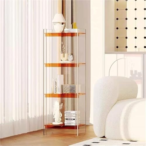 3-Tier Acrylic Bookshelf for Small Spaces Orange
