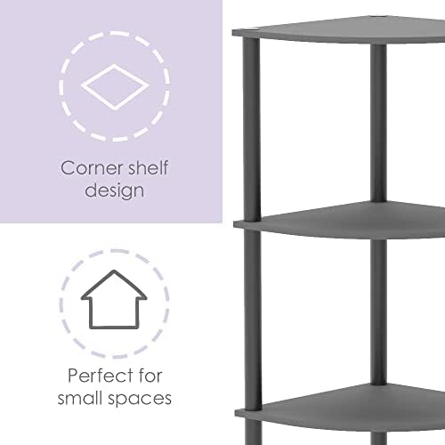 Home Basics 4-Tier Small Corner Shelf Unit Grey