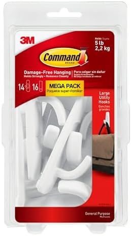 Command Large Utility Hook Mega Pack White 14-Pack